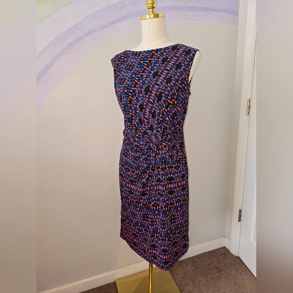 Chaus New York | Sleeveless Multicolor Ruched Shift Dress | Size Medium - Picture 1 of 6